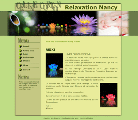Exemple de création site Internet Reims : cabinet de relaxation à Nancy (shiatsu, massage assis, reiki, réflexologie)