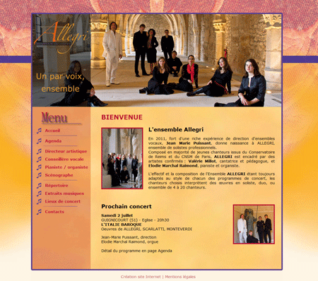 Exemple de création site Internet Reims : ensemble vocal Allegri à Reims