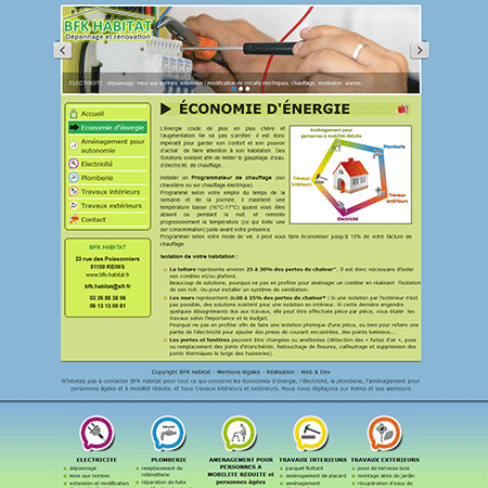 Exemple de creation site Internet Reims : BFK Habitat, dépannage et tous travaux de rénovation pour votre maison ou votre jardin